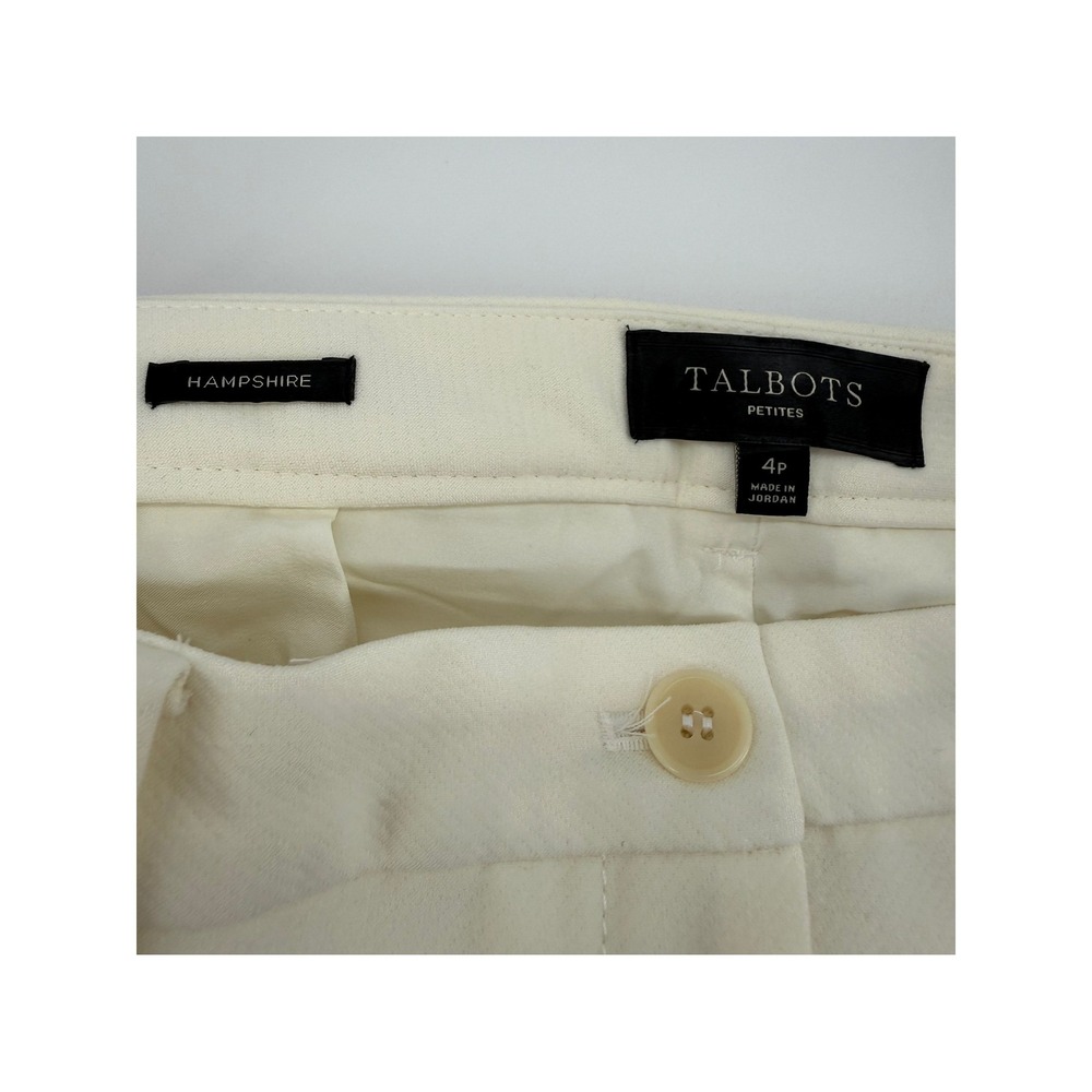 Talbots Pants Womens 4 Petite Beige Cream Hampshire Straight Leg Career Dress - Picture 3 of 9